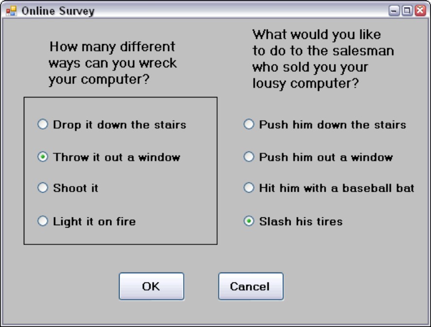 Figure 10-16: Boxes draw lines to separate and organize different user interface items.